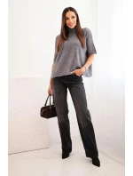 Dámský svetr s rolákem volného střihu šedý