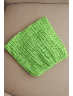 Dámská zimní čepice s vlnou v kočičím střihu z pruhované pleteniny K419 zelená Dámská zimní čepice s vlnou v kočičím střihu z pruhované pleteniny K419 zelená