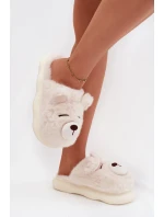 Kožešinové pantofle s motivem medvěda bílé Galine