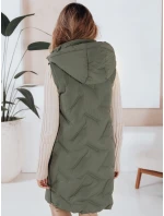 Dámská dlouhá prošívaná vesta s kapucí zelená FashionStreet TY5097 Dámská dlouhá prošívaná vesta s kapucí zelená FashionStreet TY5097