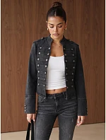 Dámská džínová bunda Napoleonka, černá, FashionStreet TY6044 Dámská džínová bunda Napoleonka, černá, FashionStreet TY6044