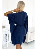 287-25 SOFIA Motýlí šaty se zavazováním v pase - GRANITE se třpytkami