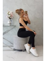 Souprava s halenkou s žebrováním černá Souprava s halenkou s žebrováním černá