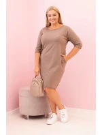 Dámská sukni Plus Size z bavlnou s jednoduchým střihem a rukávem 3/4 fango