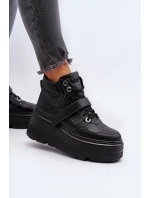 Zazoo 3392/X Dámské Kožené Sportovní Boty na Platformě Černé