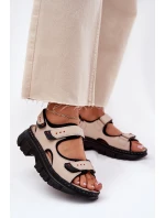 Kožené Dámské Sandály Se Suchými Zipy Béžové Artiker 56C0471