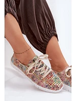 Otevřené polobotky z přírodního semiše vícebarevné Kamelia