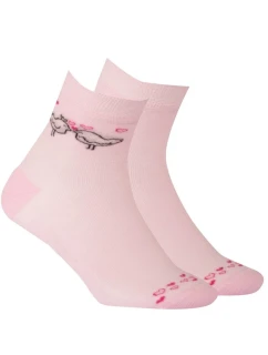 TENKÉ PONOŽKY BARVA 2-6 LET DÍVKY PERLEŤOVĚ RŮŽOVÁ 24-26