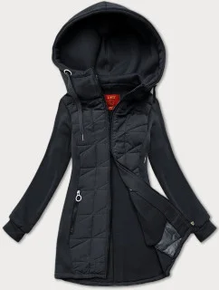 Dámská rozepínací mikina v grafitové barvě z různých materiálů LHD (AMG-165)