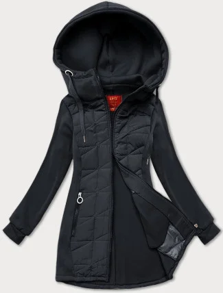 Dámská rozepínací mikina v grafitové barvě z různých materiálů LHD (AMG-165)