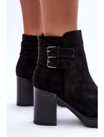 Kožené Boty Na Podpatku Černé Makeline