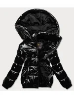 Lesklá černá dámská bunda se stahovacím lemem (LD7250BIG) Lesklá černá dámská bunda se stahovacím lemem (LD7250BIG)