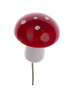 DEKORATIVNÍ FIGURKY HOUBY MUCHOMŮRKY NA DRÁTĚ 9KS