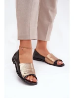 Kožené elegantní baleríny s odhalenými prsty Zazoo 1865 zlaté-černé