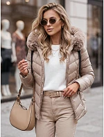 Dámská prošívaná zimní bunda s kapucí MIRIAL béžová FashionStreet TY3770