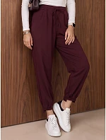 Dámské jogger kalhoty s gumou v pase, bordové, FashionStreet UY3153 Dámské jogger kalhoty s gumou v pase, bordové, FashionStreet UY3153