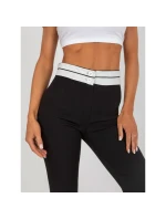 Černé látkové kalhoty do zvonu bez kapes (DHJ-SP-6971.33P)