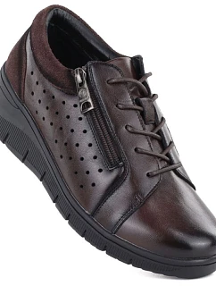 Dámské kožené polobotky na platformovém podpatku hnědé Vinceza 39977