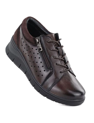 Dámské kožené polobotky na platformovém podpatku hnědé Vinceza 39977