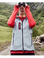 Daiber JN 773 Dámská pletená fleecová vesta se stojáčkem 02.0773 light grey melange/red