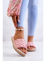 Kožené pletené pantofle Big Star JJ274921 Růžová