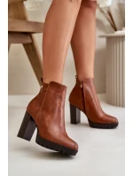 Dámské zimní botky na vysokém podpatku se zipem Camel Bioria