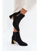 Dámské kotníkové boty na podpatku se zlatými detaily černé Kalivra Dámské kotníkové boty na podpatku se zlatými detaily černé Kalivra