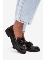 Lakované dámské mokasyny s mašlí S.Barski HY52-319A černé