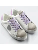 Bílo-fialové dámské tenisky trampky z různých spojených materiálů (1088) Bílo-fialové dámské tenisky trampky z různých spojených materiálů (1088)
