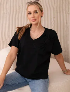 Bavlněná halenka s ozdobnou mašlí černý