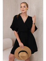 Mušelínové šaty s pasem černý