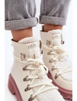 Kožené lesklé boty Trapery Dámské GOE MM2N4083 Bílé