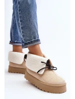 Sněhule na platformě s kožešinou světle béžové Olimuka