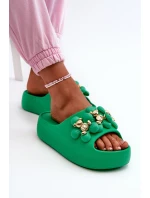 Dámské Pěnové Pantofle S Ozdobami Na Hrubé Podrážce Zelené Bremavia Dámské Pěnové Pantofle S Ozdobami Na Hrubé Podrážce Zelené Bremavia