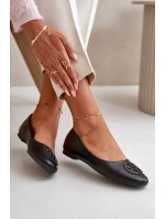 Dámské baleríny s ozdobou z eko kůže černé Rhodike Dámské baleríny s ozdobou z eko kůže černé Rhodike