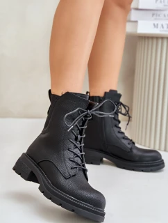 Zateplené boty worker na zip černé Leairae