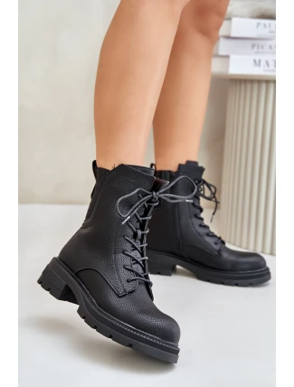 Zateplené boty worker na zip černé Leairae