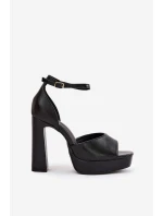 Dámské Sandály Na Podpatku A Platformě Eko Kůže Bílé Lomman