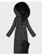 Černo-grafitová oboustranná zimní bunda v délce ke kolenům Minority (P3-6017-1+27) Černo-grafitová oboustranná zimní bunda v délce ke kolenům Minority (P3-6017-1+27)