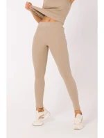 M734 Žebrované pletené legíny - béžové