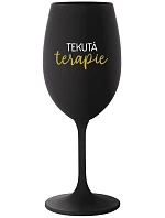TEKUTÁ TERAPIE - černá sklenice na víno 350 ml
