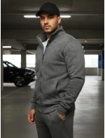 Pánská mikina na zip s kapucí antracitová BX4111