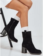 Dámské semišové kozačky na podpatku černé FashionStreet ZY1222