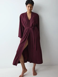 Dámský župan Amourette Jacquard Long Robe  Claret bordó - TRIUMPH