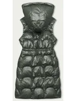 Vypasovaná vesta v khaki barvě s kapucí (B8172-11)