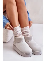 Dámské Sněhule Na Platformě Zateplené Kožíškem Světle Šedé Xamella