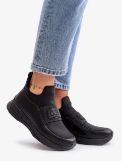 Sportovní boty na platformě kožené černé Artiker