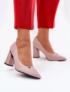 Elegantní dámské lodičky na podpatku Vinceza – růžové