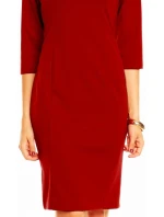 Společenské šaty ZOFIA zdobené falešným límečkem středně dlouhé bordó - Bordó - Lental