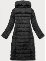 Černá dlouhá dámská zimní bunda s límcem (my017)